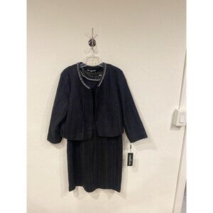 Karl Lagerfeld Dress Jacket Womens 8 Black Chain Detail Formal Two Piece Set New